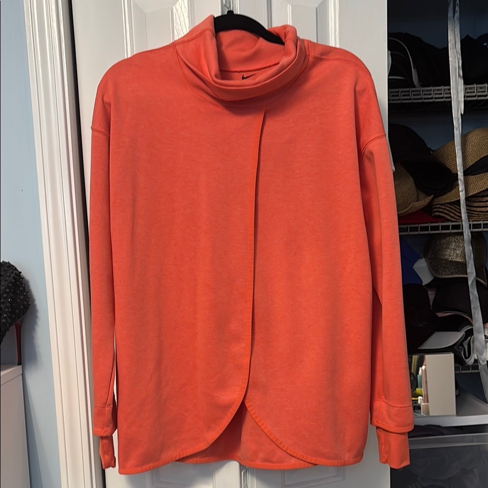Nike Women's Maternity Orange Dri fit Sweater with pockets